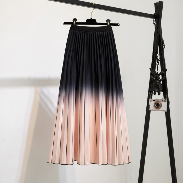 High Waist Pleated Harajuku null Skirts faldas Summer European Flower Printed Long Skirts for Women Mid-Calf Skirt Faldas Larga