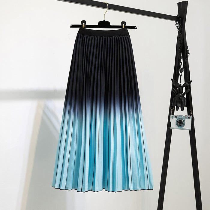 High Waist Pleated Harajuku null Skirts faldas Summer European Flower Printed Long Skirts for Women Mid-Calf Skirt Faldas Larga