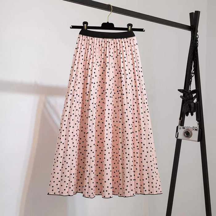 High Waist Pleated Harajuku null Skirts faldas Summer European Flower Printed Long Skirts for Women Mid-Calf Skirt Faldas Larga