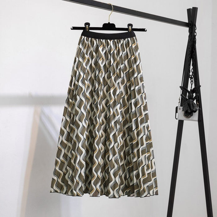 High Waist Pleated Harajuku null Skirts faldas Summer European Flower Printed Long Skirts for Women Mid-Calf Skirt Faldas Larga