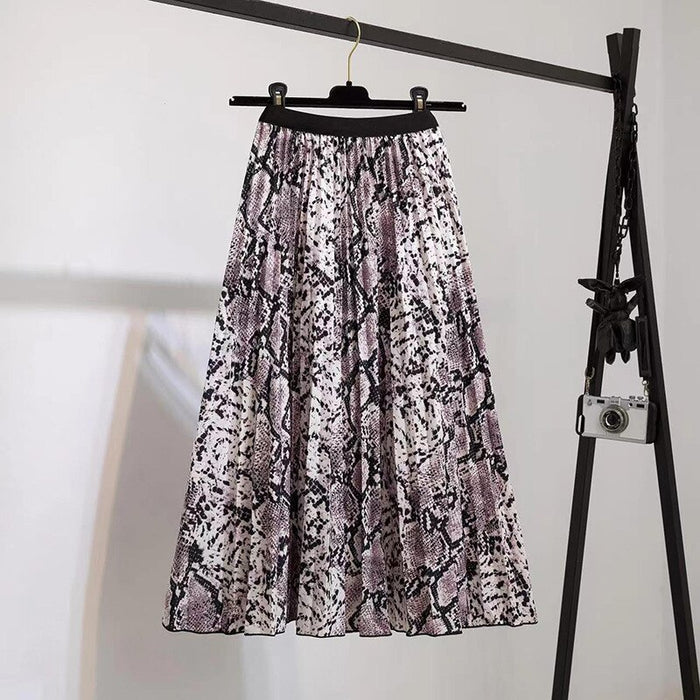 High Waist Pleated Harajuku null Skirts faldas Summer European Flower Printed Long Skirts for Women Mid-Calf Skirt Faldas Larga