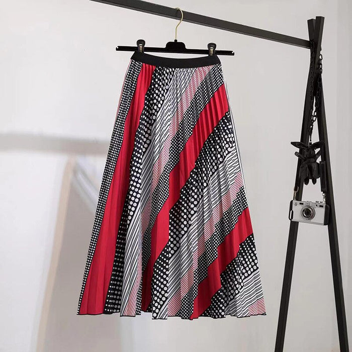 High Waist Pleated Harajuku null Skirts faldas Summer European Flower Printed Long Skirts for Women Mid-Calf Skirt Faldas Larga