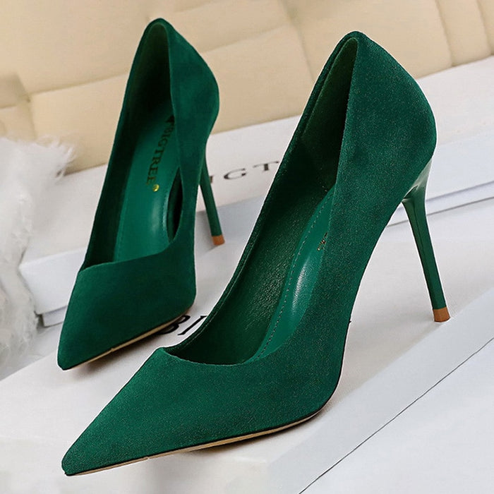 BIGTREE Shoes 2023 New Women Pumps Suede High Heels Shoes Fashion Office Shoes Stiletto Party Shoes Female Comfort Women Heels