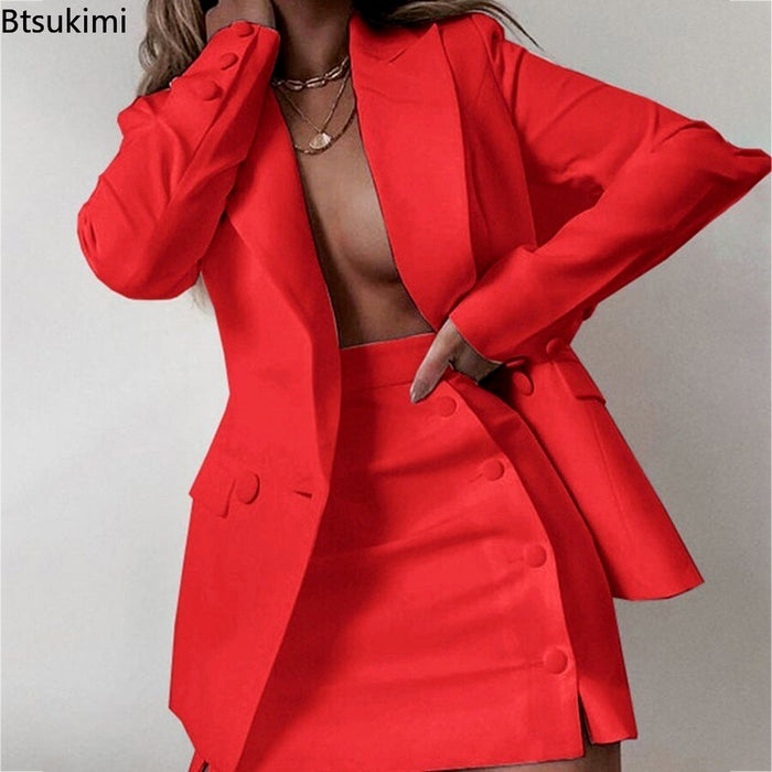 Plus Size Business Women Sets Blazer and Skirt