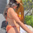 Women Bikini 2023 Sexy Solid Color Nylon Glossy Fabric Padded Bikini Ladies Split Swimsuit Push Up Padded Swimwear