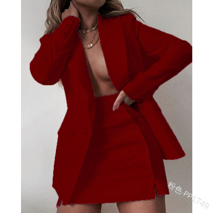 Plus Size Business Women Sets Blazer and Skirt