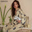 QSROCIO High Quality Women's Pajamas Set Luxury Leopard Print Loose Top Sleepwear Silk Like Nightwear Leisure Homewear Femme