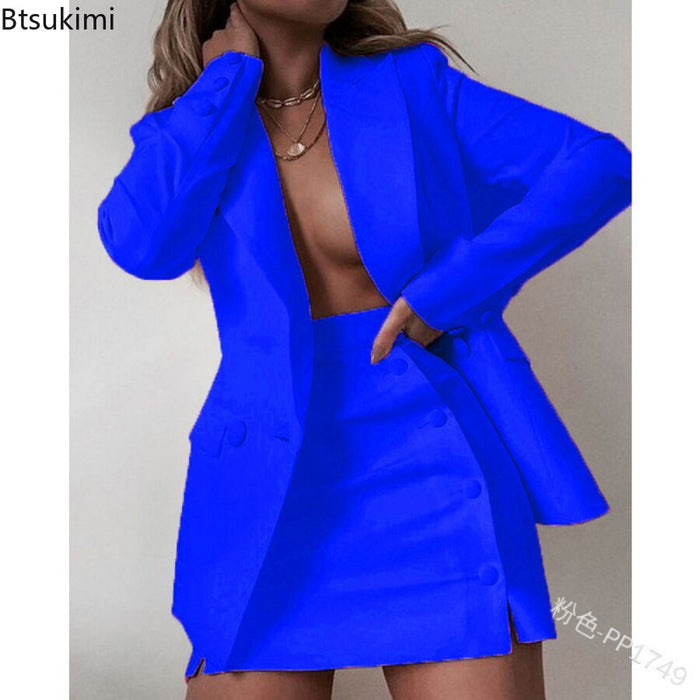 Plus Size Business Women Sets Blazer and Skirt