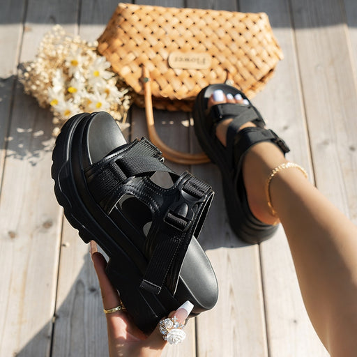 Rimocy Fashion Buckle Wedges Sandals Women Outdoor Casual Chunky Platform Slippers Woman Non-Slip Thick Bottom Sandalias Mujer