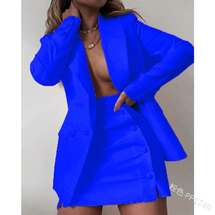 Plus Size Business Women Sets Blazer and Skirt