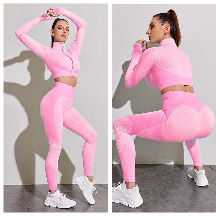 Vital Seamless Set Women Long Sleeve Workout Clothes Fitness Jacket Yoga Tops Gym Leggings Women Activewear Set Sports Suits