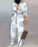 Long Sleeve Vingae Print Long Jumpsuits