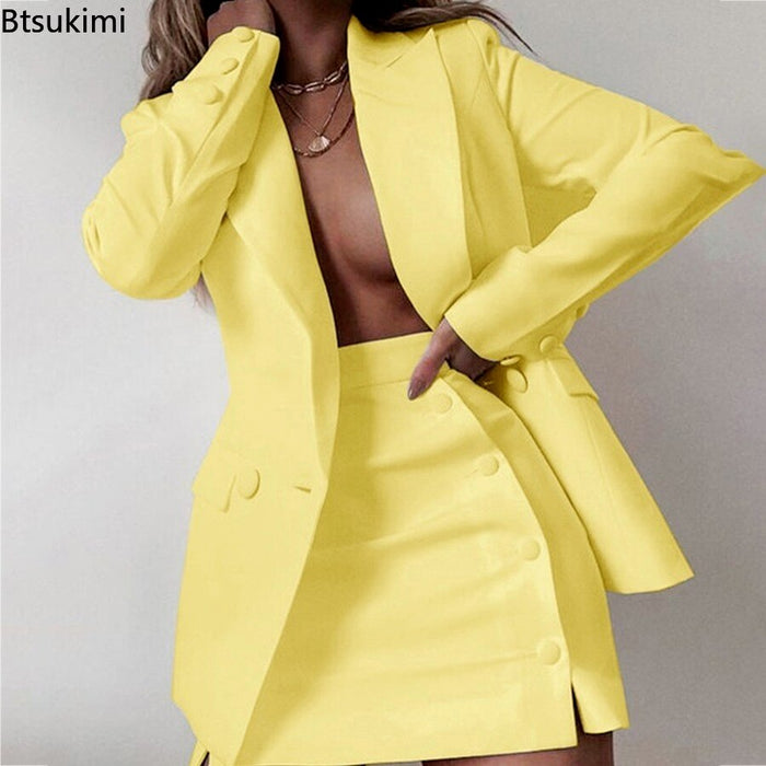 Plus Size Business Women Sets Blazer and Skirt