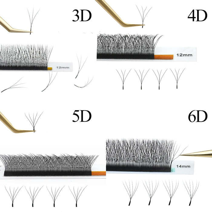 NAGARAKU Automatic Flowering W Shape  Bloom 3D 4D 5D 6D Premade Fans  Eyelash Extensions Natural Soft Light  Full Dense