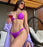 Women Bikini 2023 Sexy Solid Color Nylon Glossy Fabric Padded Bikini Ladies Split Swimsuit Push Up Padded Swimwear