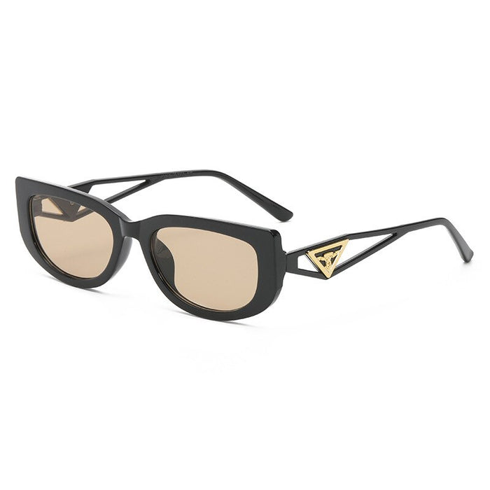 OVOYAN 2023 New Small Cat Eye Sunglasses Women Personality Hollow Triangle Sun Glasses Men Trendy Retro Oval Gafas De Sol Mujer